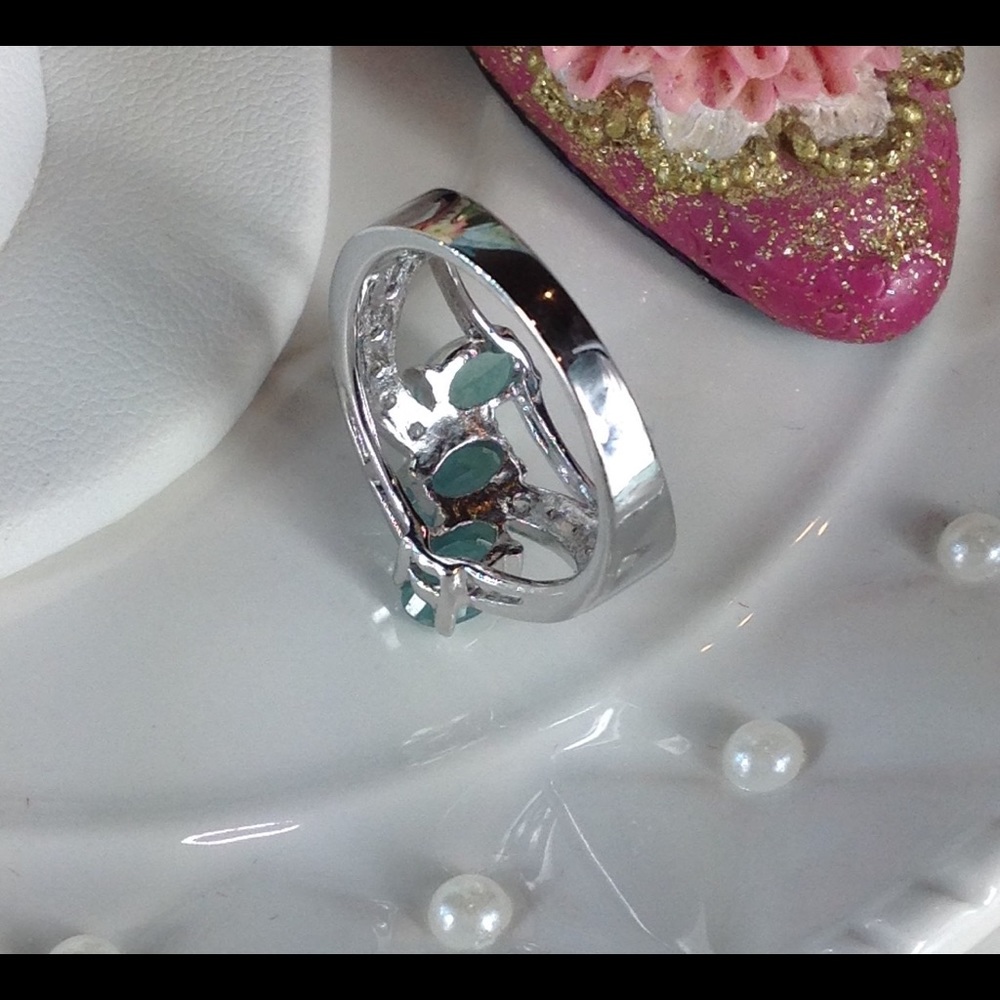 Genuine Rare Green Grandidierite & Zircon Ring - Picture 6 of 8